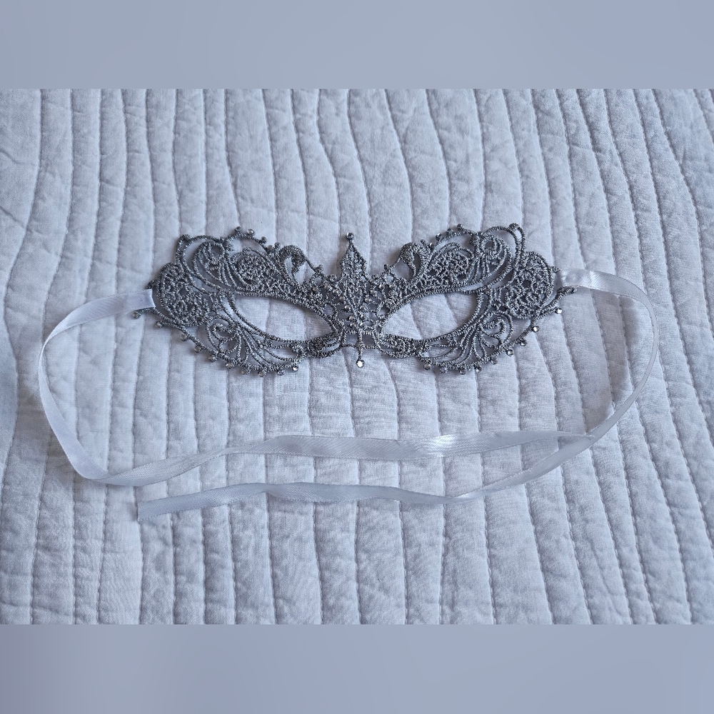 Elegant Gray Lace Masquerade Mask